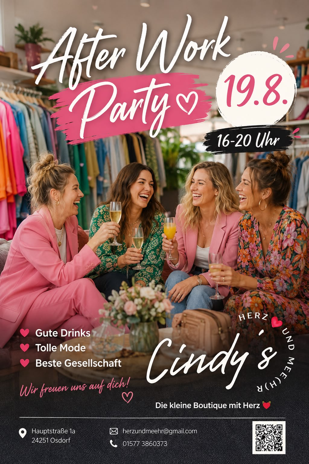 After Work Party am 19.8. von 16 bis 20 Uhr in Cindys Boutique