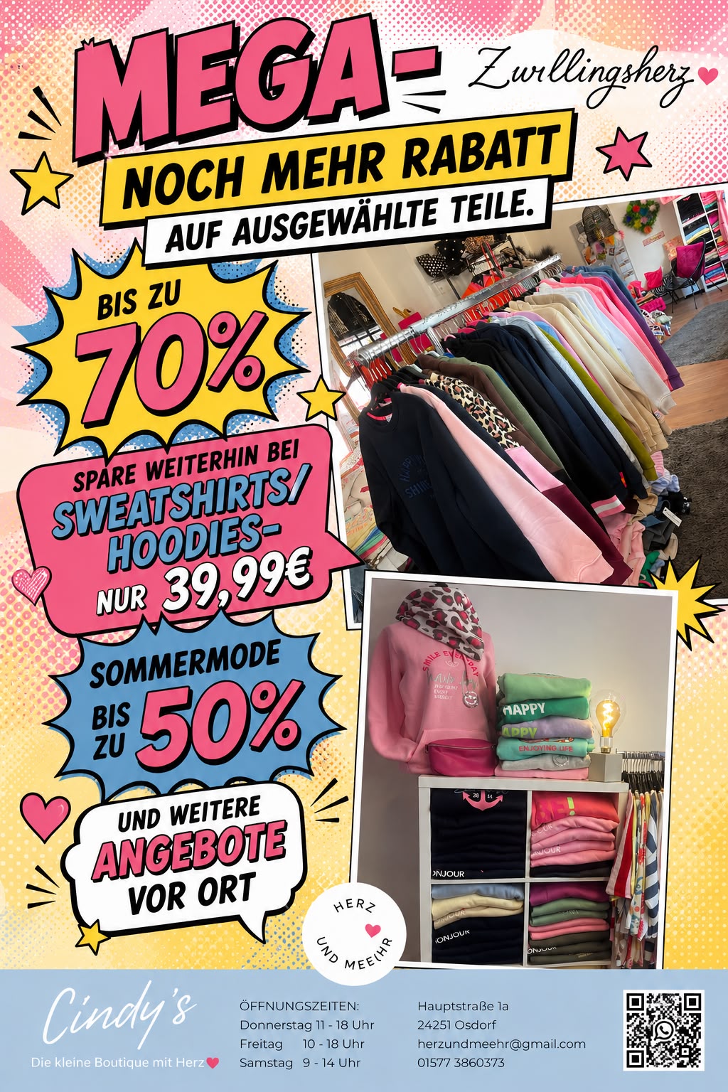 Mega-Rabatt-Aktion: bis zu 70 % auf ausgewählte Teile, Hoodies für 39,99 € und Sommermode bis 50 % reduziert