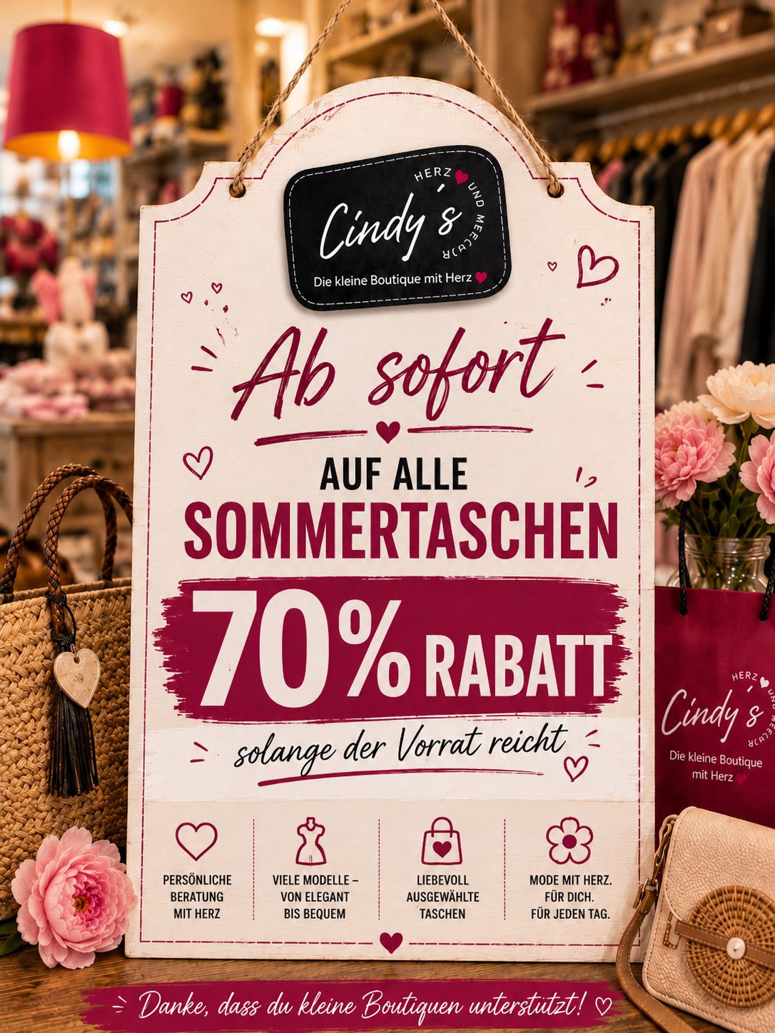70 % Rabatt auf alle Sommertaschen – ab sofort, solange der Vorrat reicht