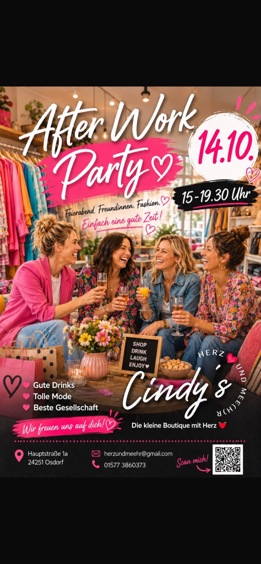 After Work Party am 14.10. von 15 bis 19.30 Uhr in der Boutique